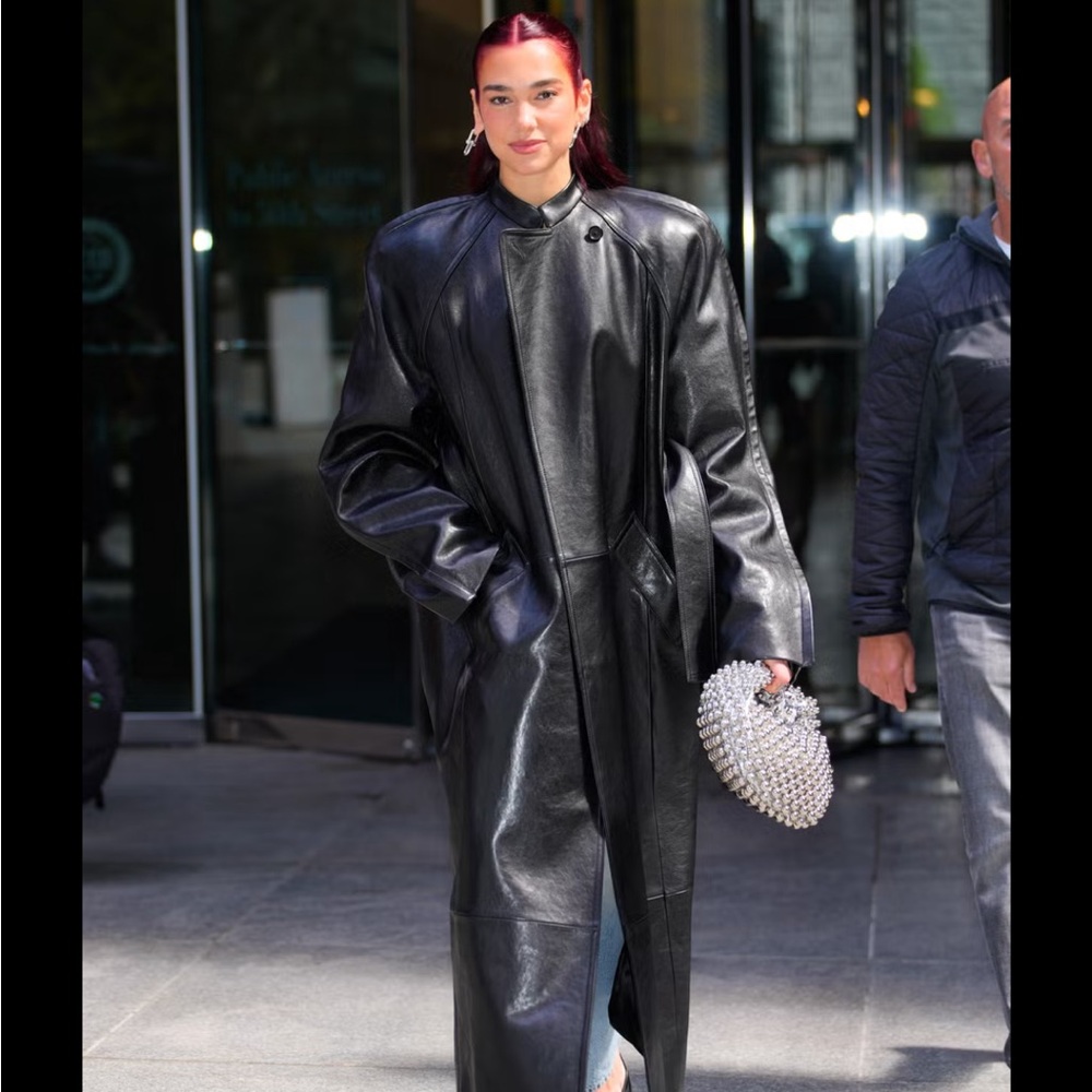 Brandon Thomas Vintage Black Leather Long Coat